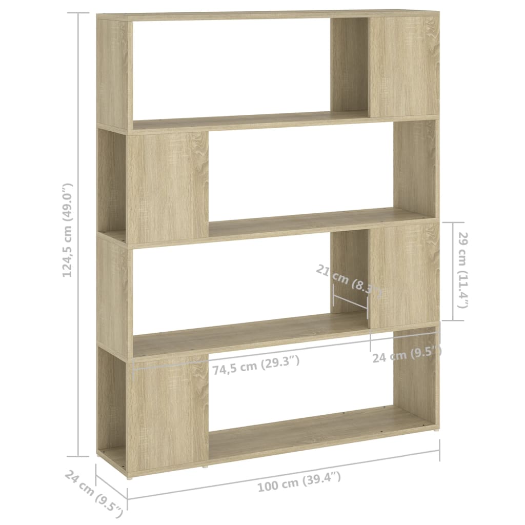 Bücherregal Raumteiler Sonoma-Eiche 100x24x124 cm