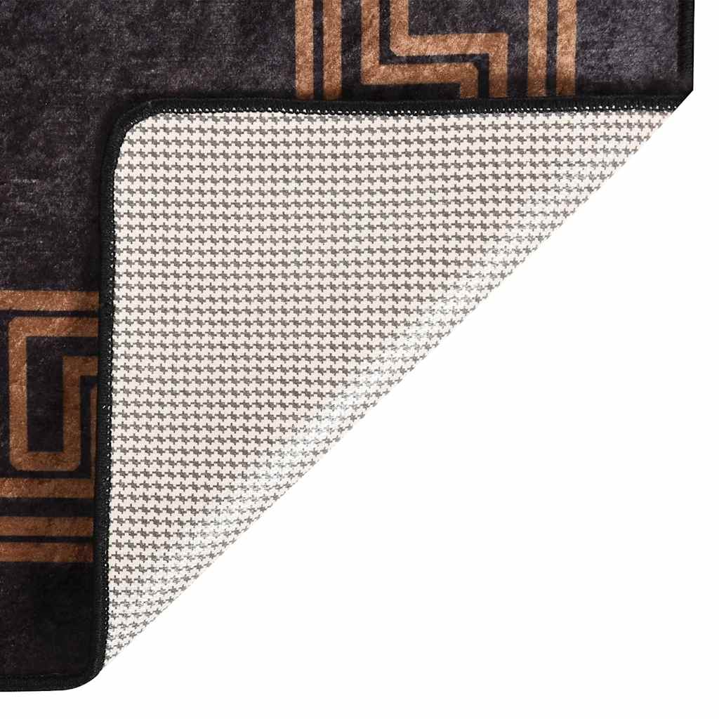 Teppich Waschbar 80x150 cm Schwarz und Golden