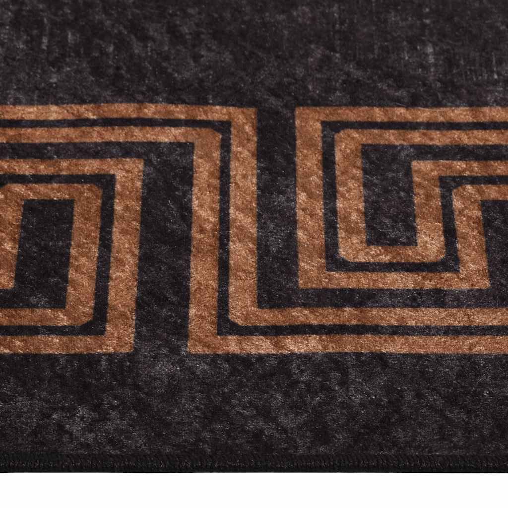 Teppich Waschbar 80x150 cm Schwarz und Golden