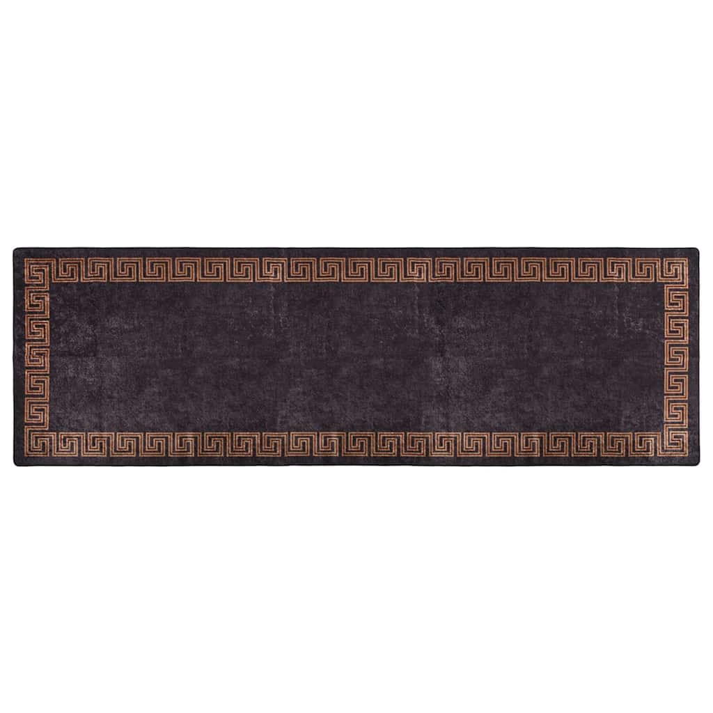 Teppich Waschbar 80x300 cm Schwarz und Golden