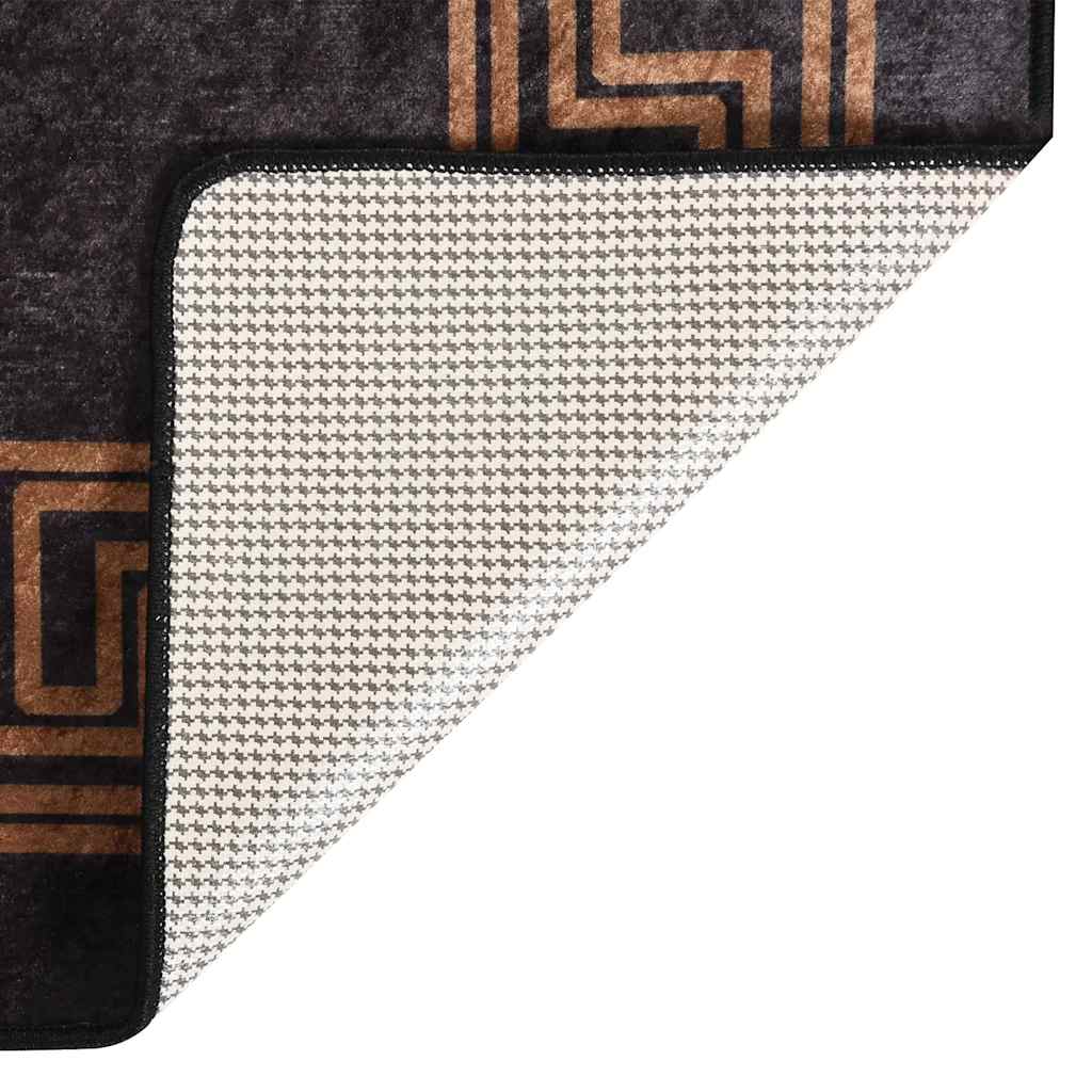 Teppich Waschbar 80x300 cm Schwarz und Golden