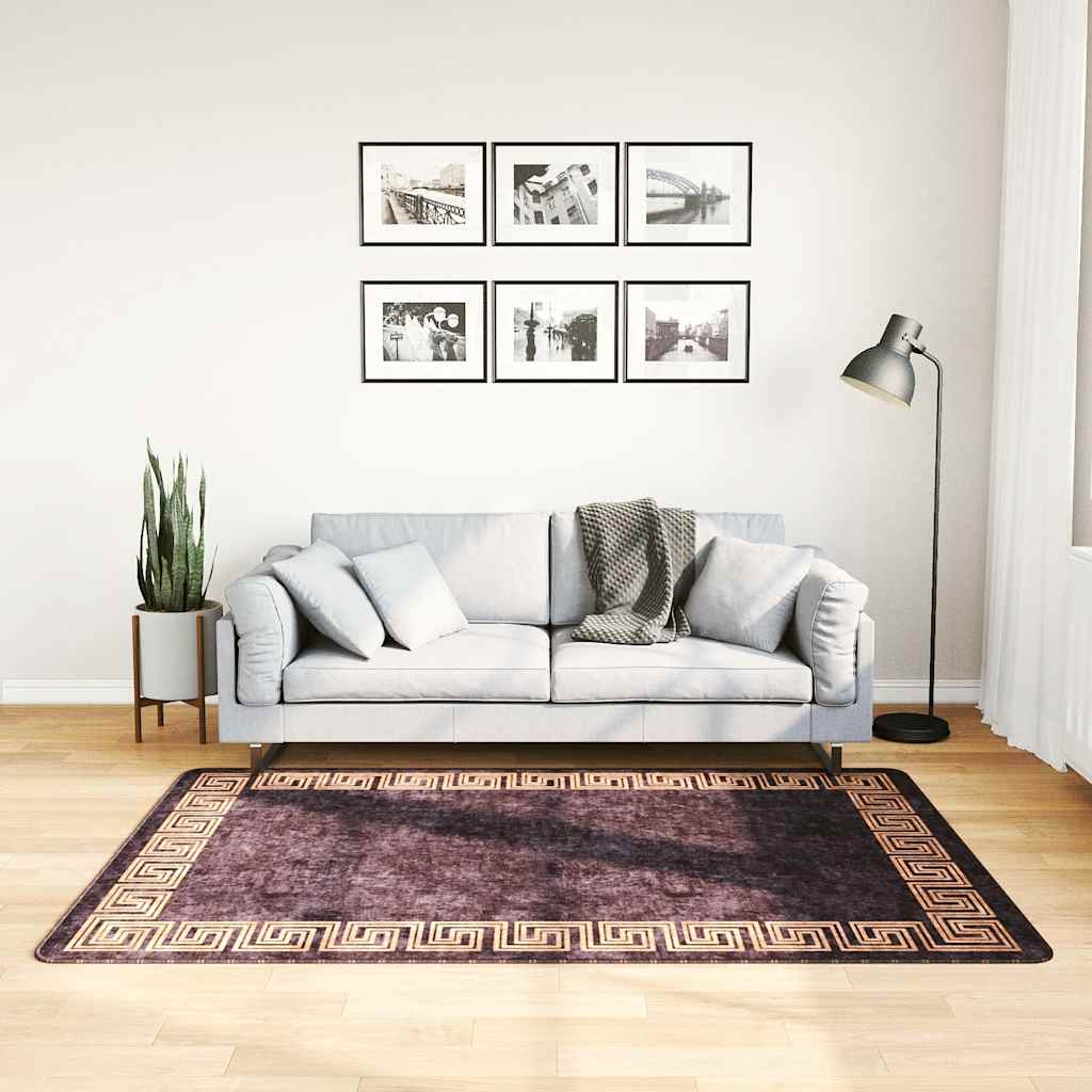 Teppich Waschbar 120x180 cm Schwarz und Golden