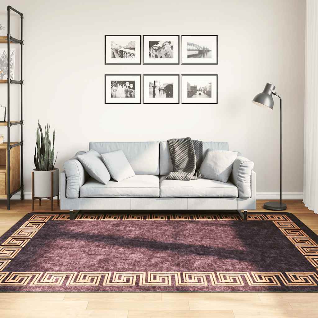 Teppich Waschbar Schwarz und Golden 160x230 cm