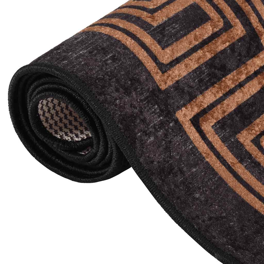 Teppich Waschbar Schwarz und Golden 190x300 cm