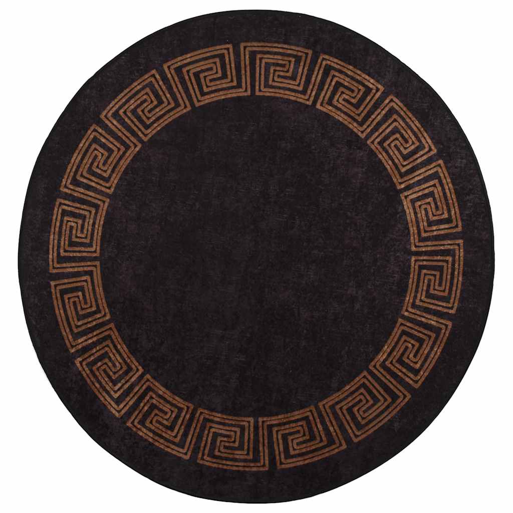 Teppich Waschbar Schwarz und Golden φ120 cm