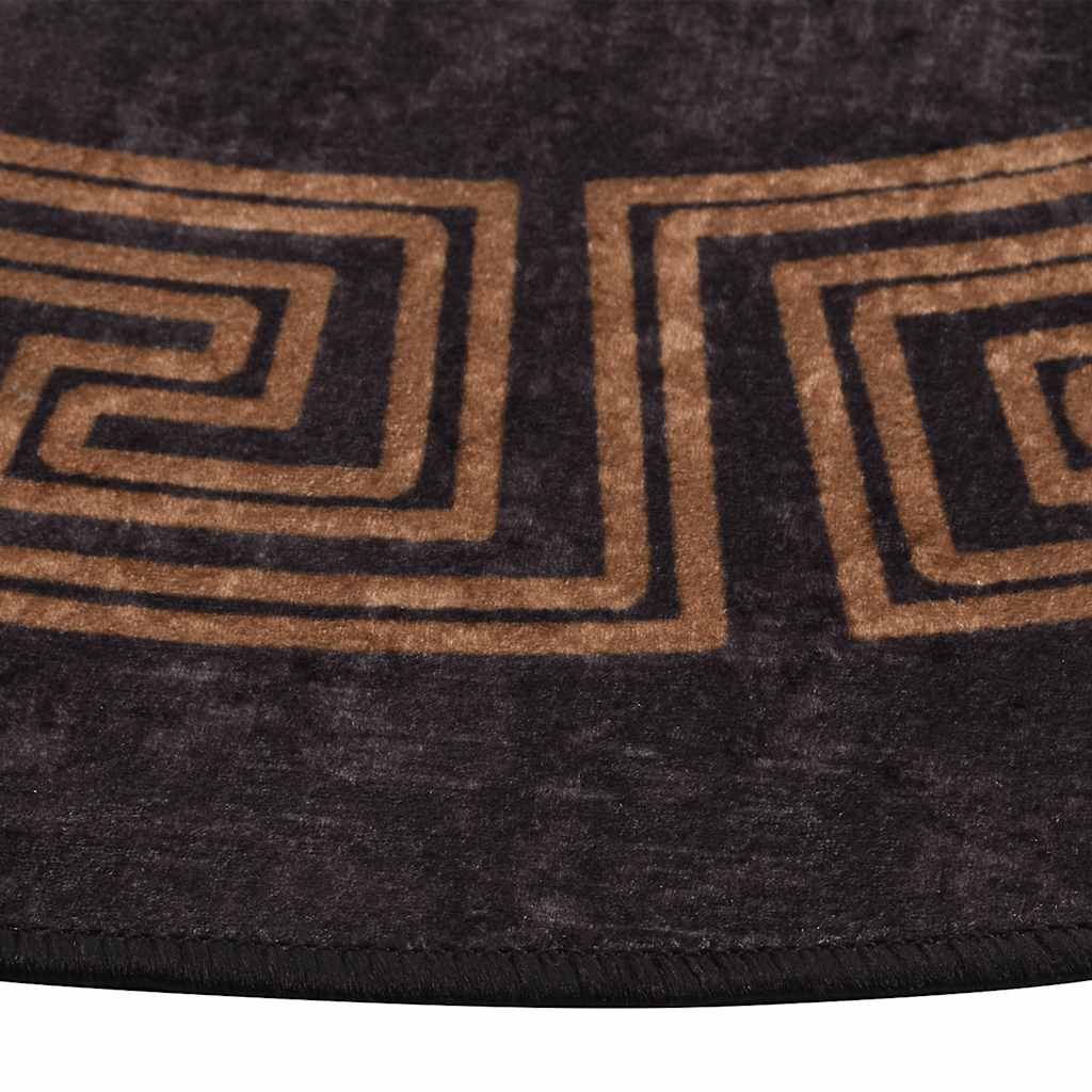 Teppich Waschbar Schwarz und Golden φ120 cm