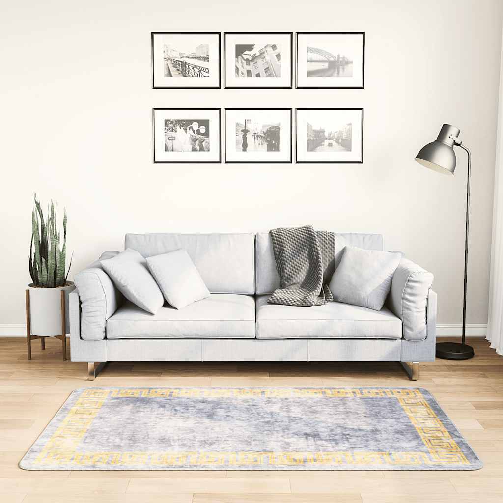 Teppich Waschbar 80x150 cm Grau