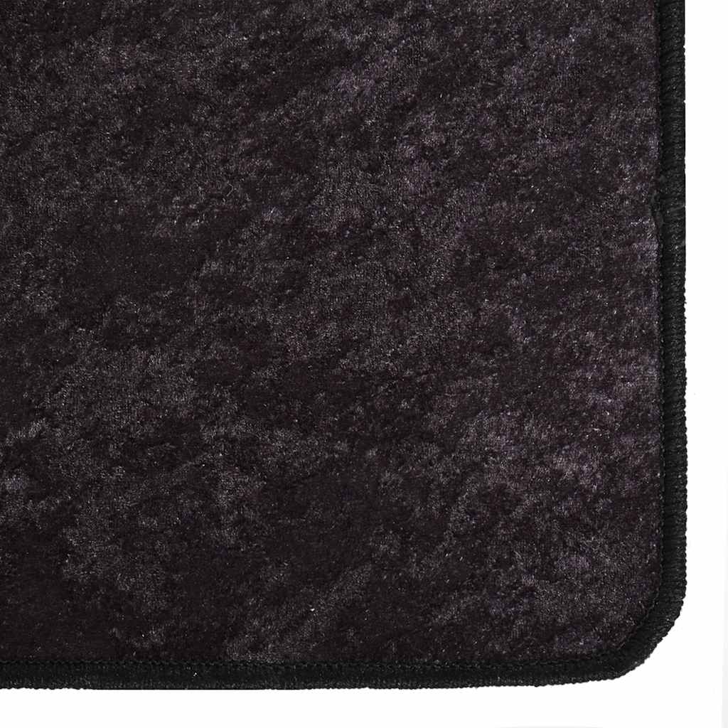 Teppich Waschbar 80x150 cm Anthrazit
