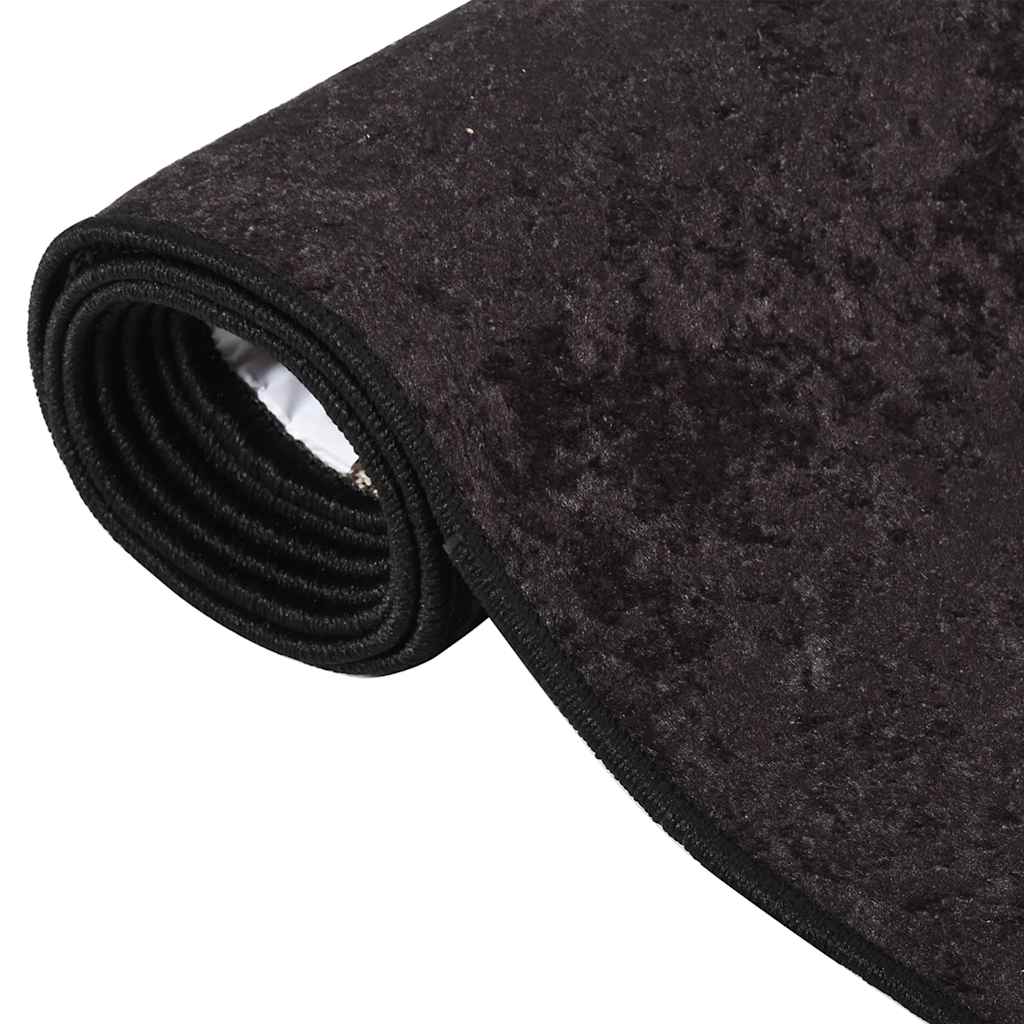 Teppich Waschbar 80x150 cm Anthrazit