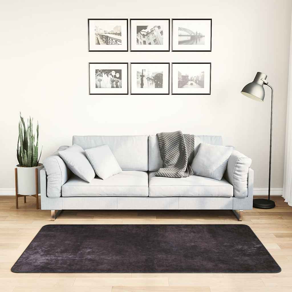 Teppich Waschbar 80x150 cm Anthrazit