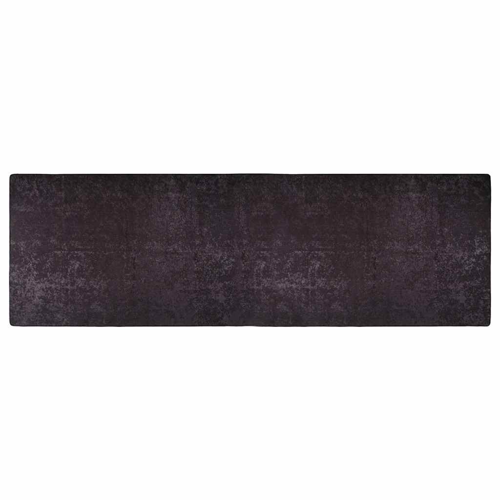 Teppich Waschbar 80x300 cm Anthrazit