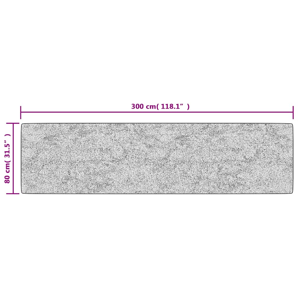 Teppich Waschbar 80x300 cm Anthrazit