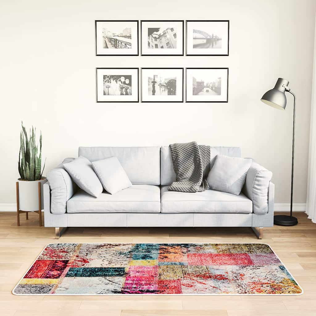 Teppich Waschbar Patchwork 80x150 cm Mehrfarbig