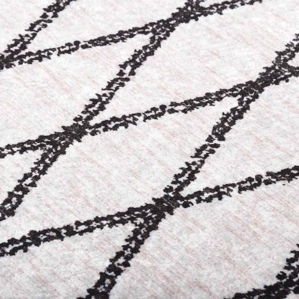 Teppich Waschbar 80x150 cm Schwarz und Weiß