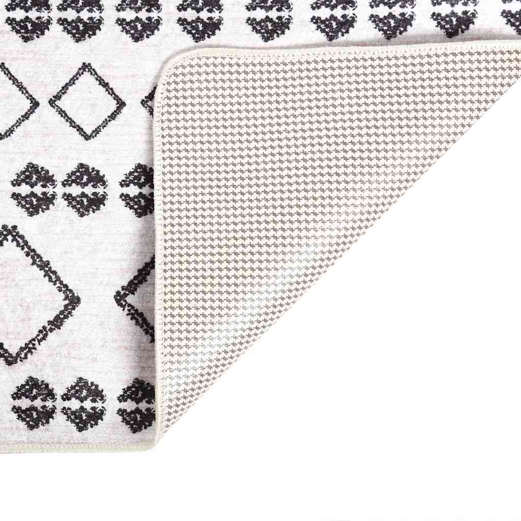Teppich Waschbar 80x150 cm Schwarz und Weiß