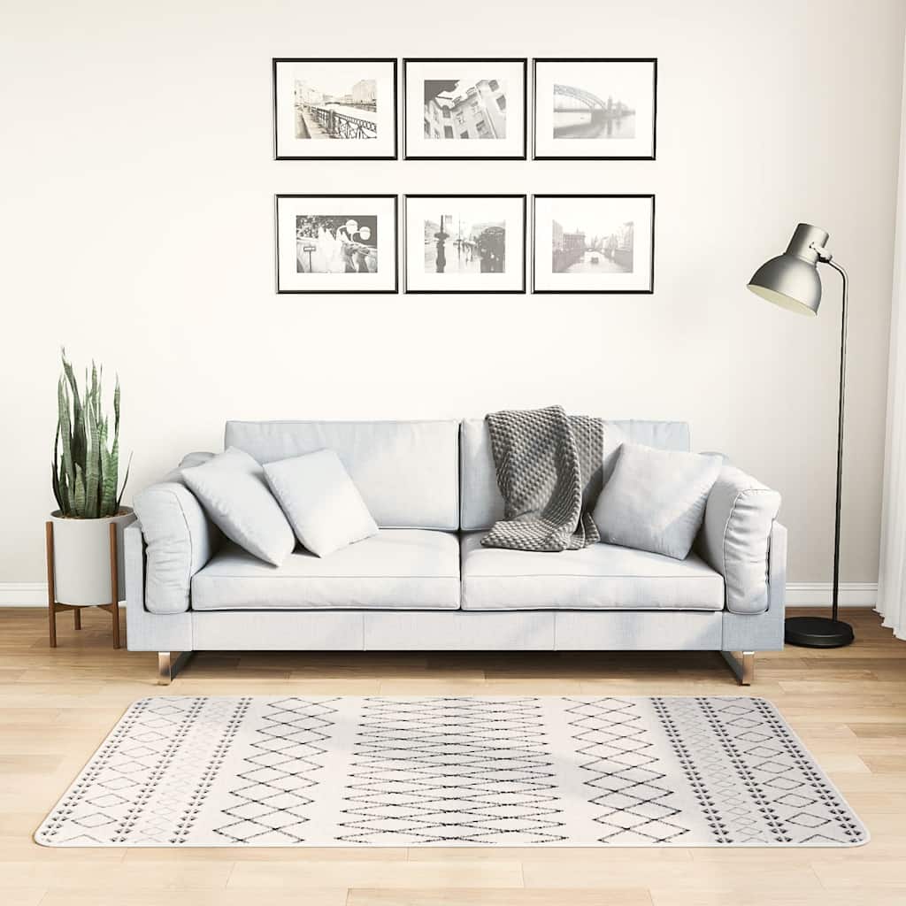 Teppich Waschbar 80x150 cm Schwarz und Weiß