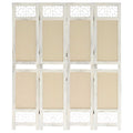 4-tlg. Raumteiler Creme 140x165 cm Stoff