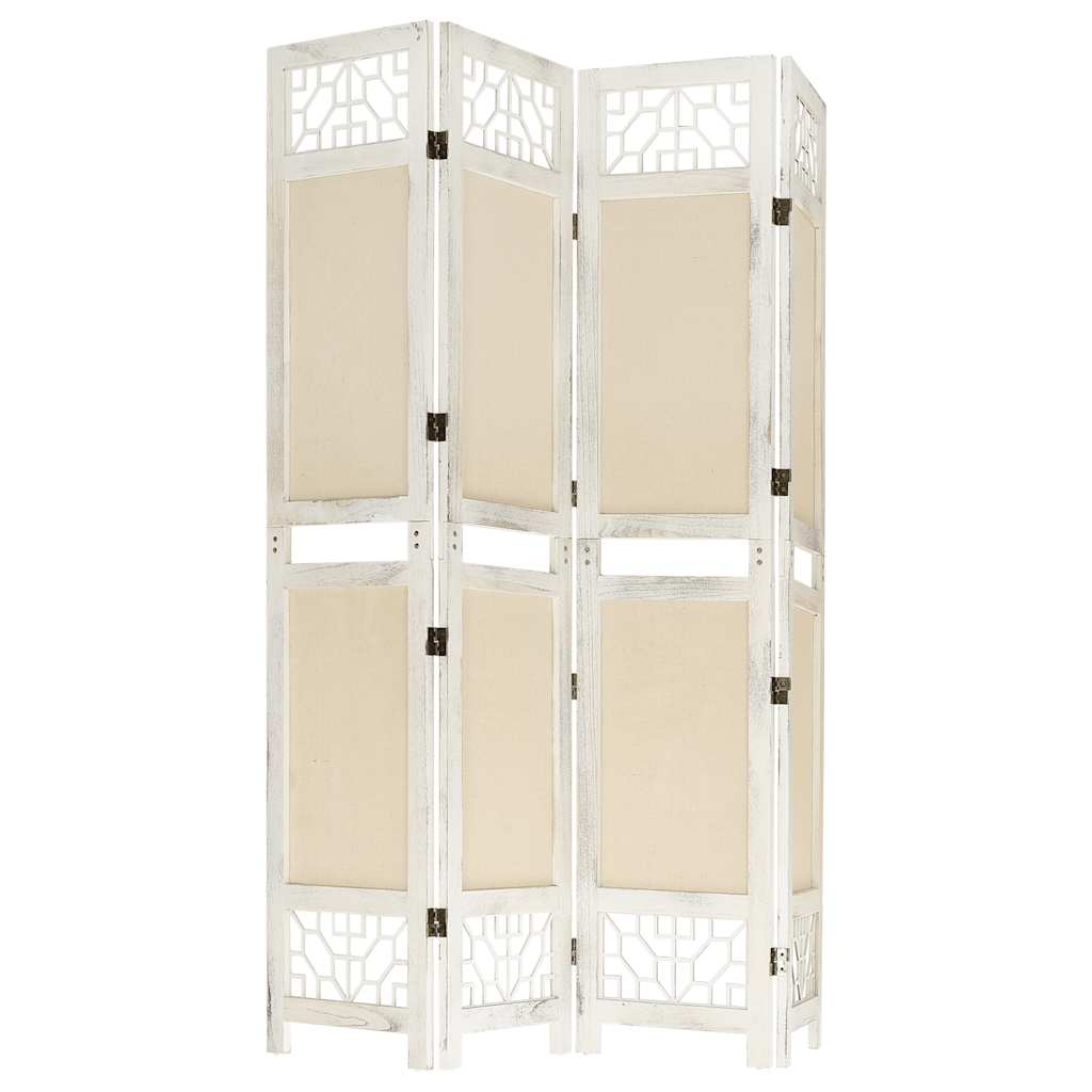 4-tlg. Raumteiler Creme 140x165 cm Stoff