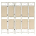 5-tlg. Raumteiler Creme 175x165 cm Stoff