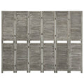 6-tlg. Raumteiler Grau 214x166 cm Massivholz