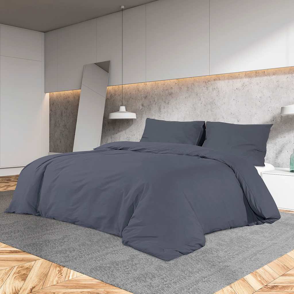 Bettwäsche-Set Anthrazit 200x200 cm Leichte Mikrofaser