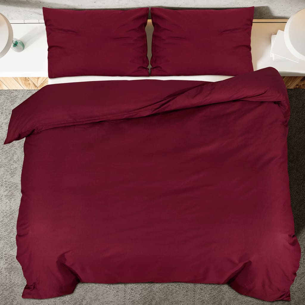 Bettwäsche-Set Bordeauxrot 140x200 cm Leichte Mikrofaser