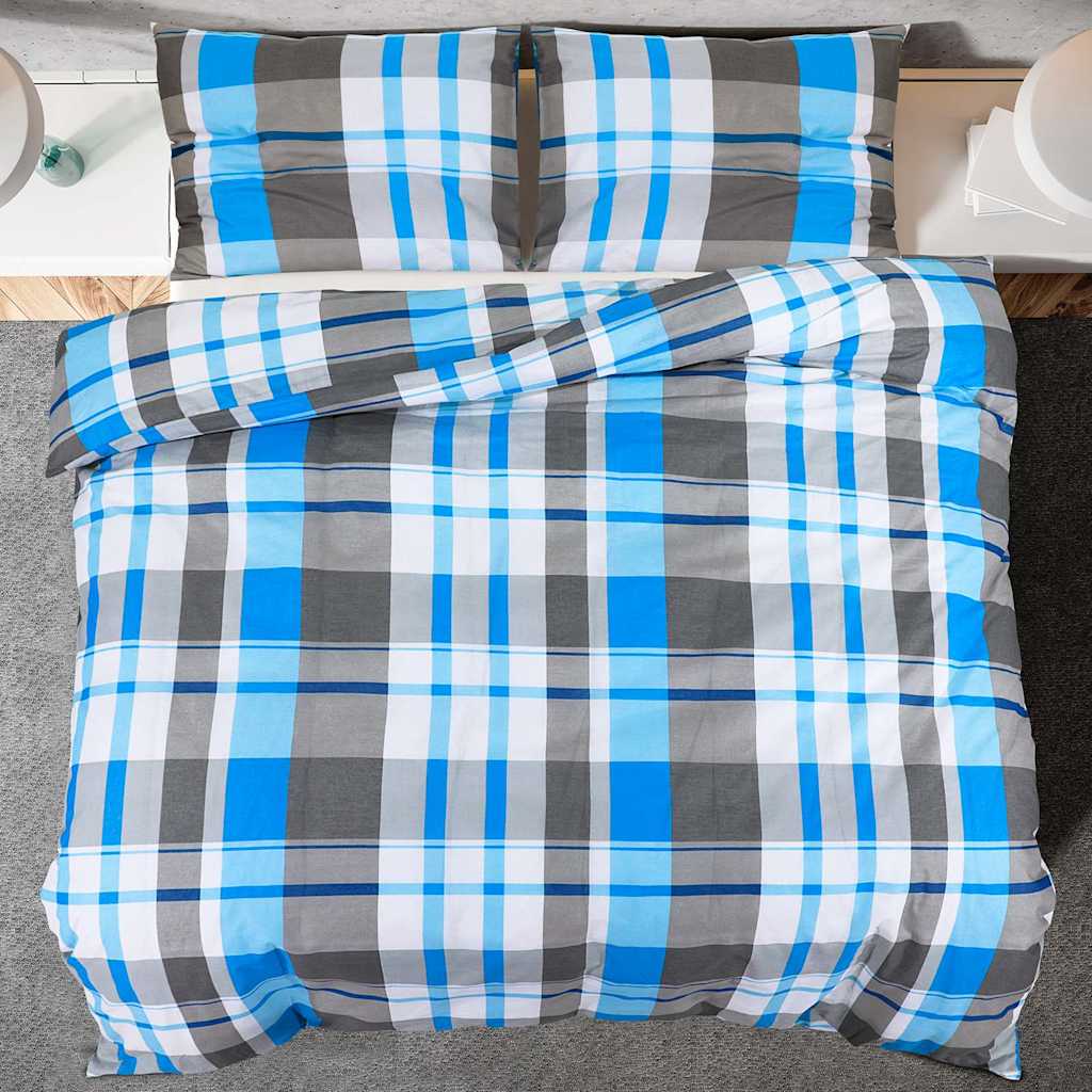 Bettwäsche-Set Blau und Grau 260x240 cm Baumwolle