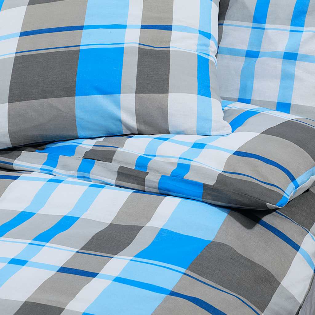 Bettwäsche-Set Blau und Grau 260x240 cm Baumwolle