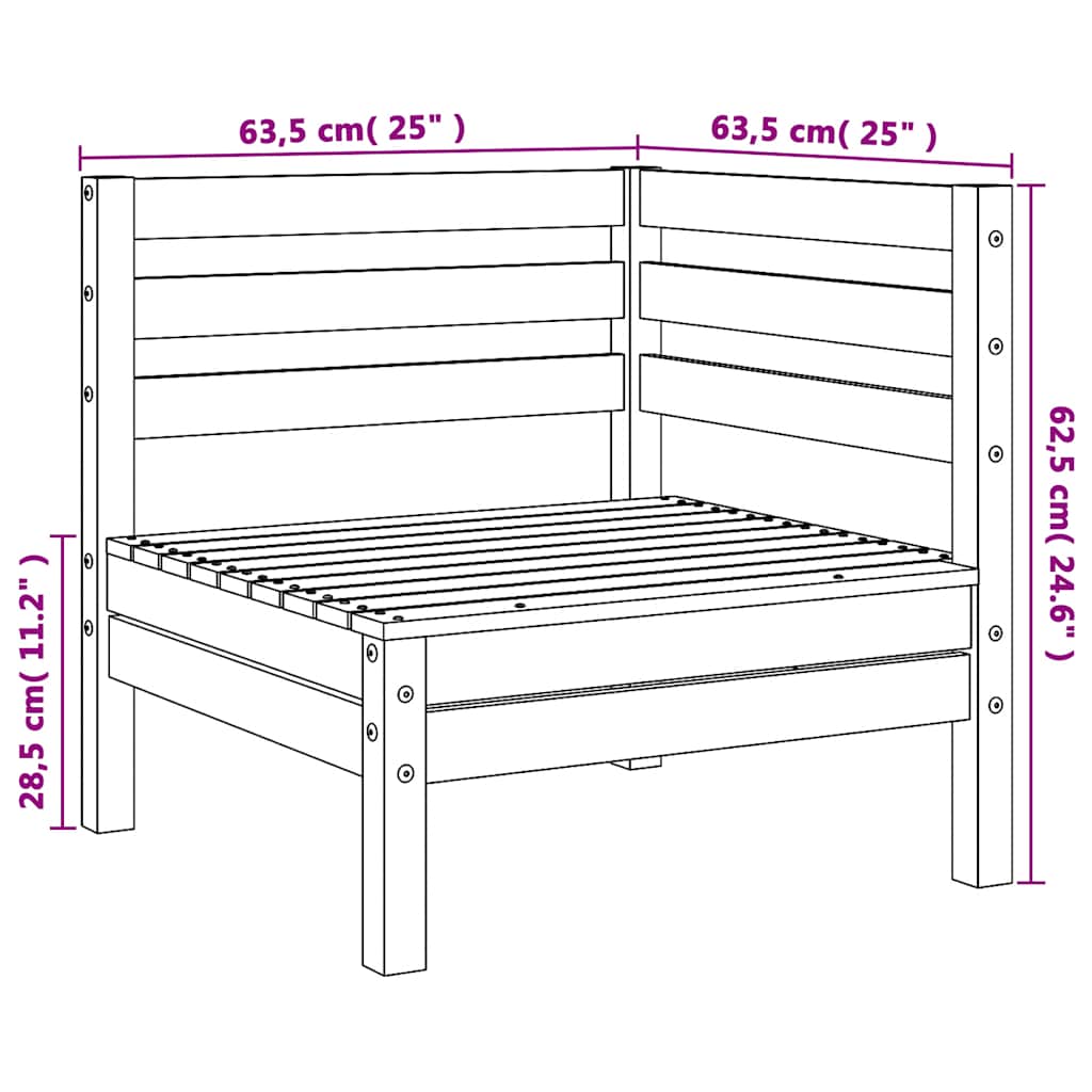 Garten-Ecksofa Grau Massivholz Kiefer