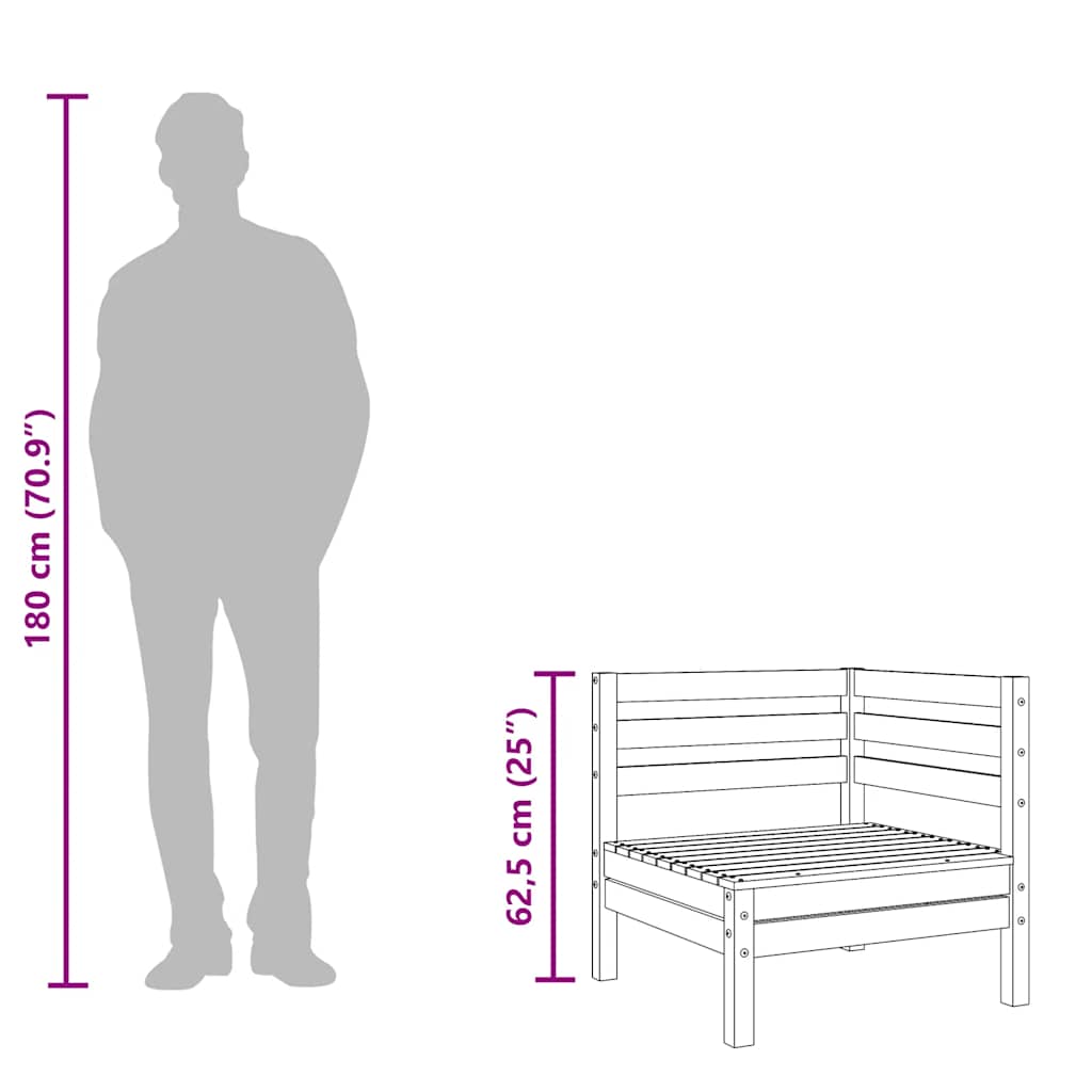 Garten-Ecksofa Grau Massivholz Kiefer