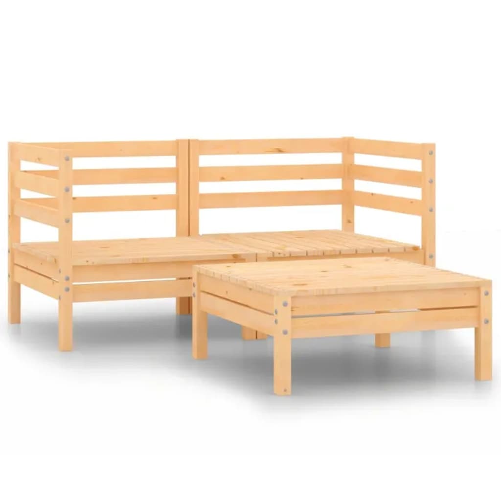 3-tlg. Garten-Lounge-Set Massivholz Kiefer