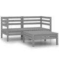 3-tlg. Garten-Lounge-Set Massivholz Kiefer Grau