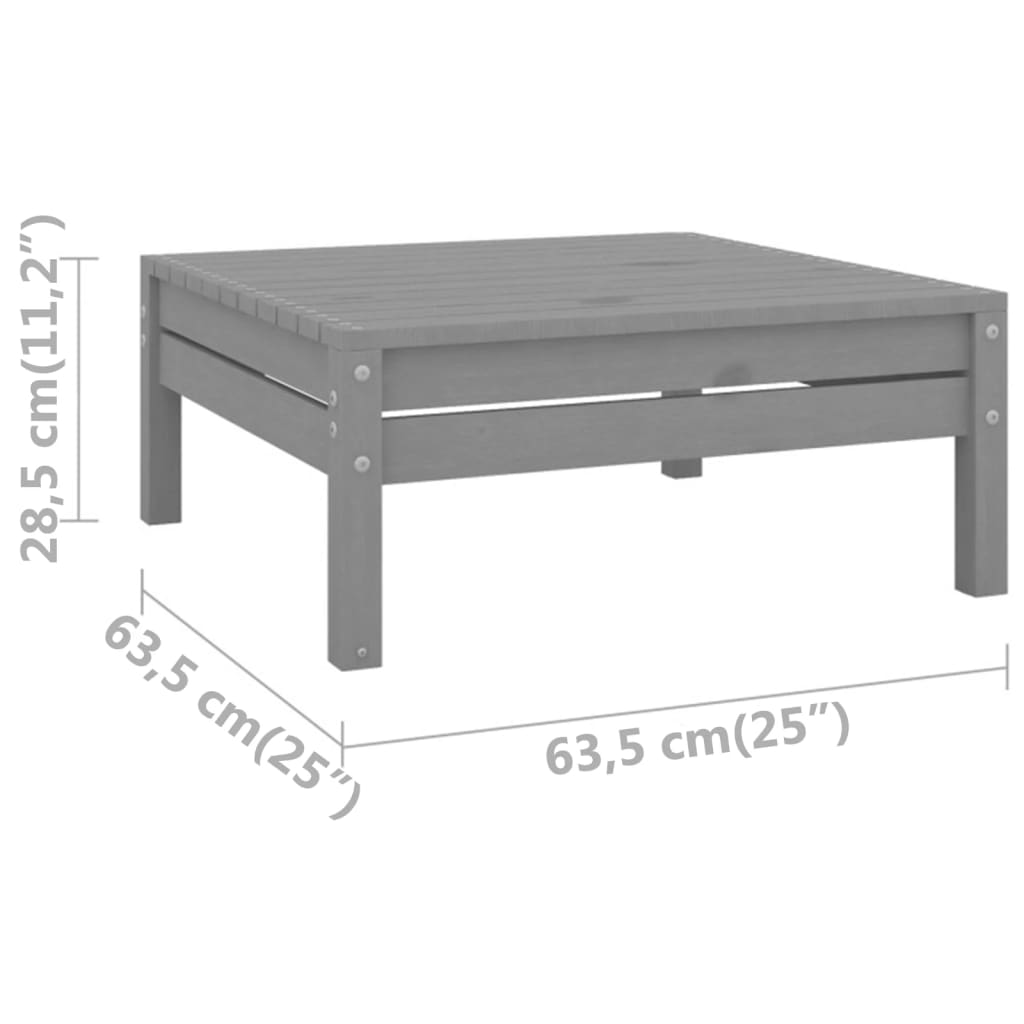 3-tlg. Garten-Lounge-Set Massivholz Kiefer Grau