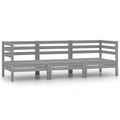 3-tlg. Garten-Lounge-Set Massivholz Kiefer Grau