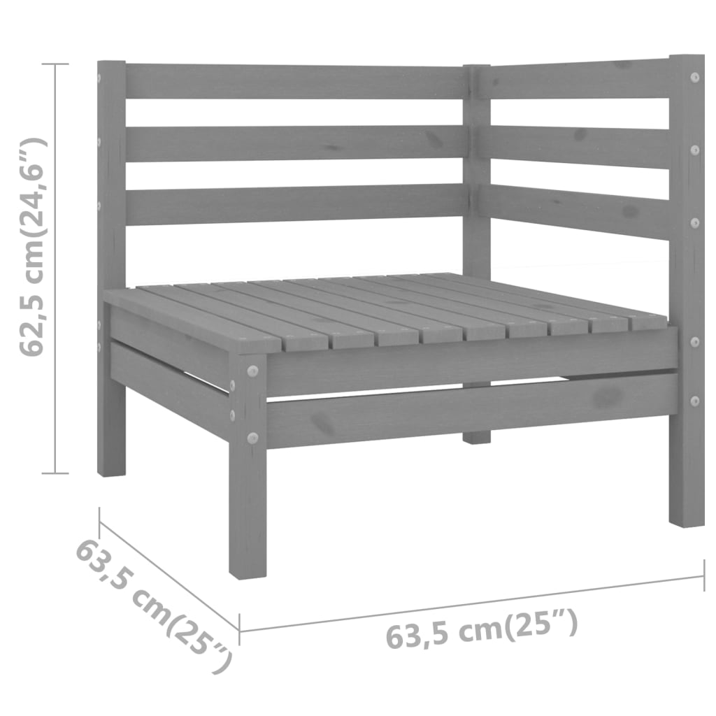 3-tlg. Garten-Lounge-Set Massivholz Kiefer Grau