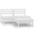 3-tlg. Garten-Lounge-Set Kiefer Massivholz Weiß
