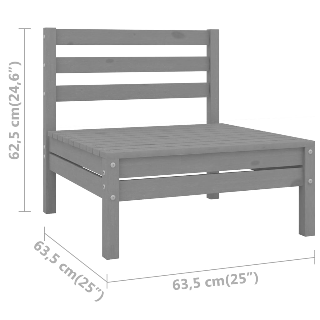 3-tlg. Garten-Lounge-Set Massivholz Kiefer Grau