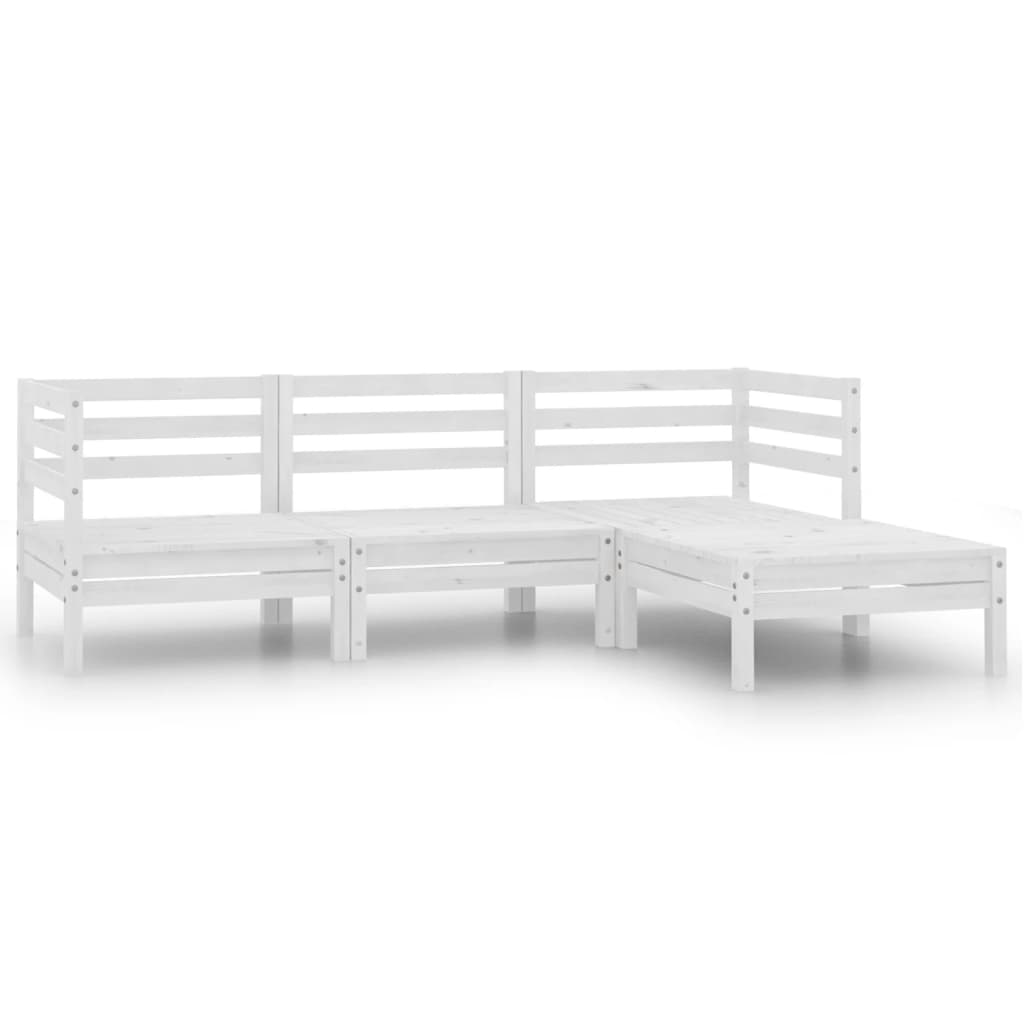 4-tlg. Garten-Lounge-Set Kiefer Massivholz Weiß