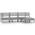 4-tlg. Garten-Lounge-Set Kiefer Massivholz Grau