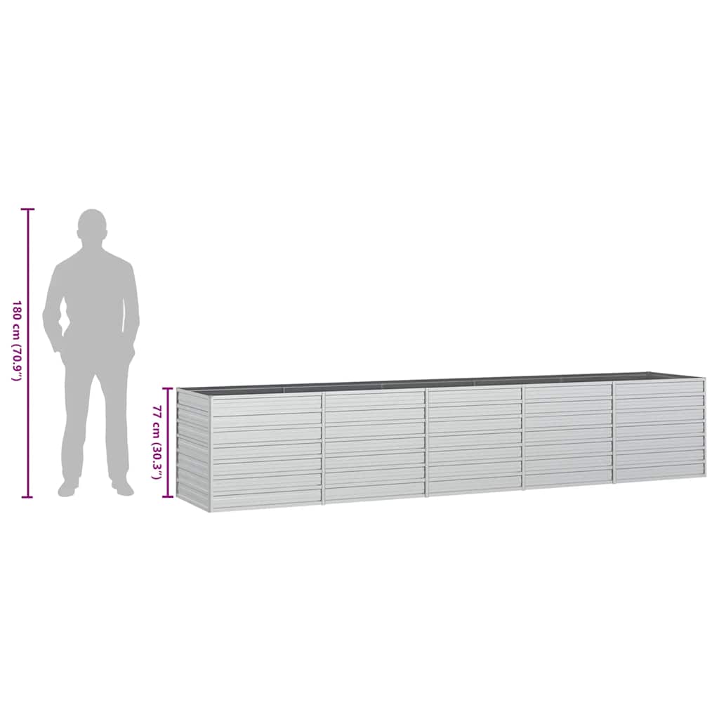 Garten-Hochbeet 400x80x77 cm Verzinkter Stahl Silber