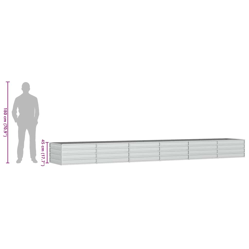 Garten-Hochbeet 480x80x45 cm Verzinkter Stahl Silber