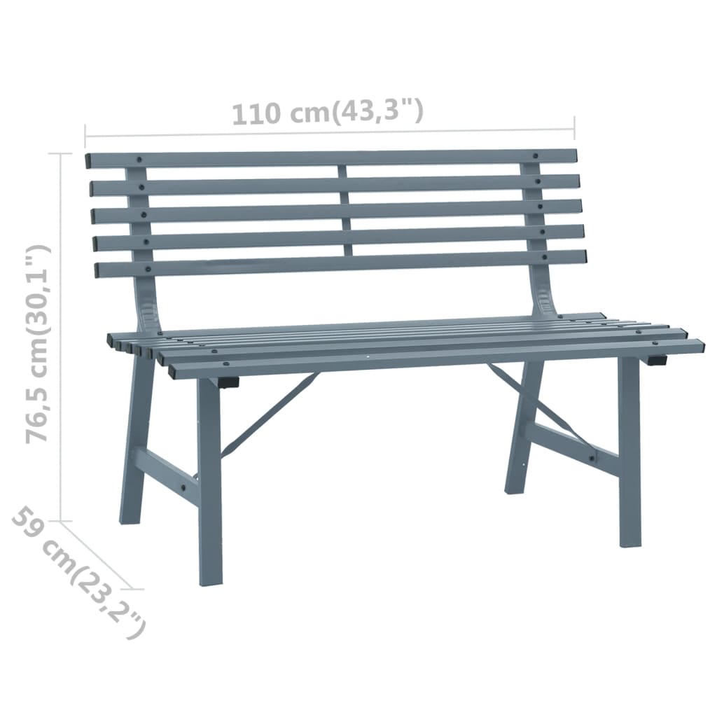 Gartenbank 110 cm Stahl Grau