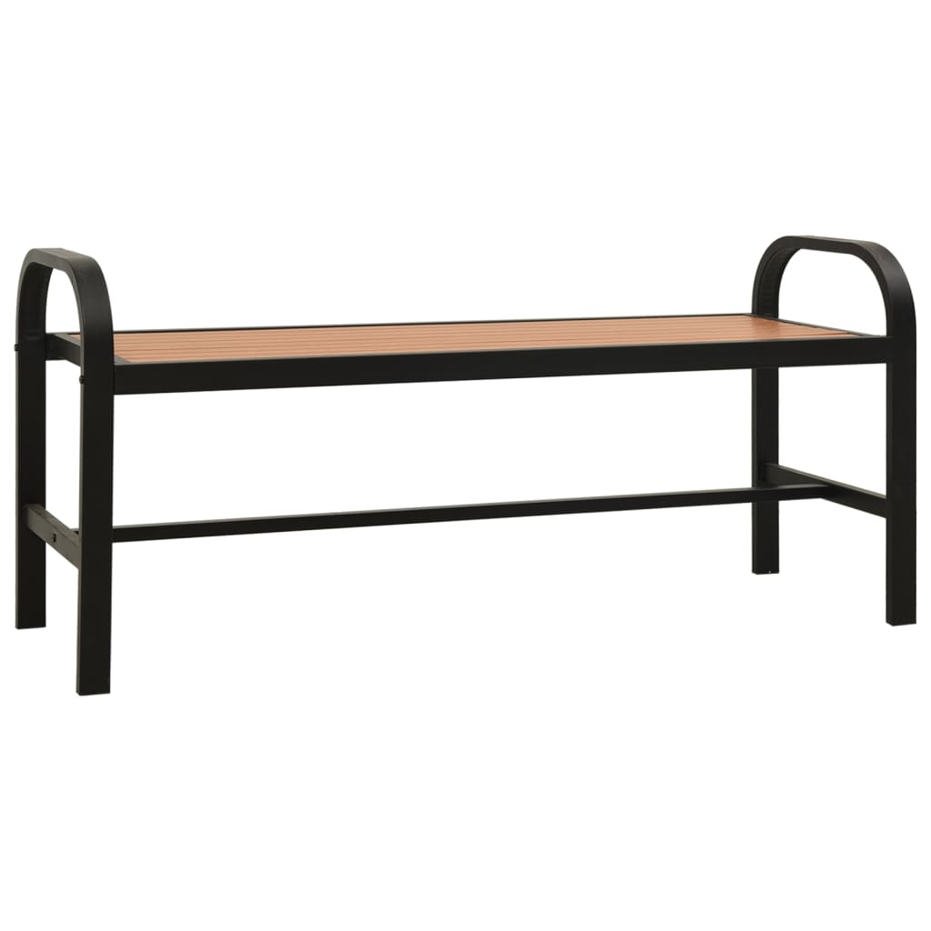 Gartenbank 124,5 cm Stahl und WPC Braun und Schwarz