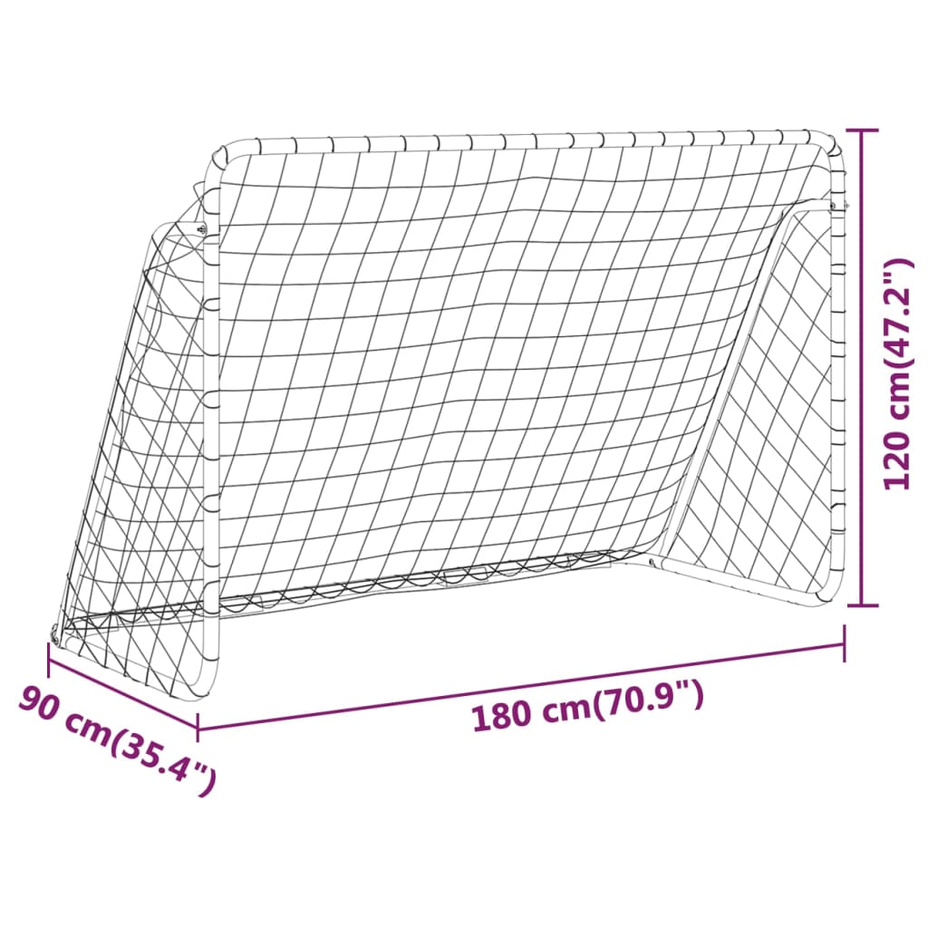Fußballtor mit Netz Weiß 180x90x120 cm Stahl