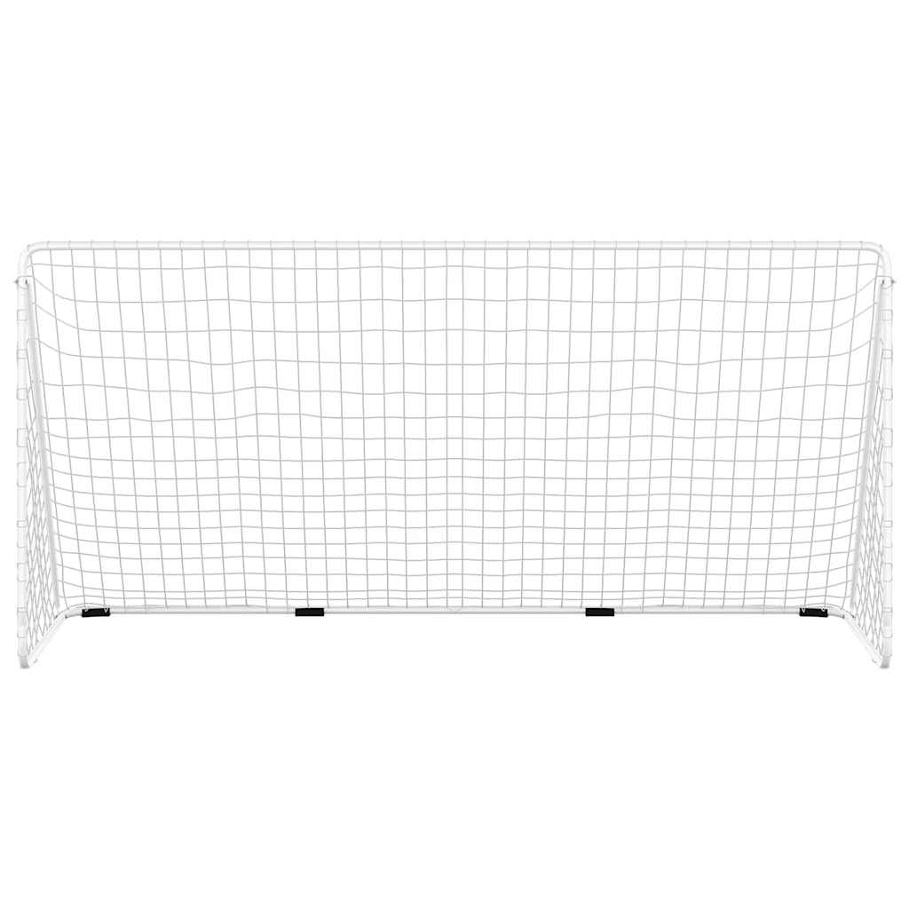 Fußballtor mit Netz Weiß 366x122x182 cm Stahl