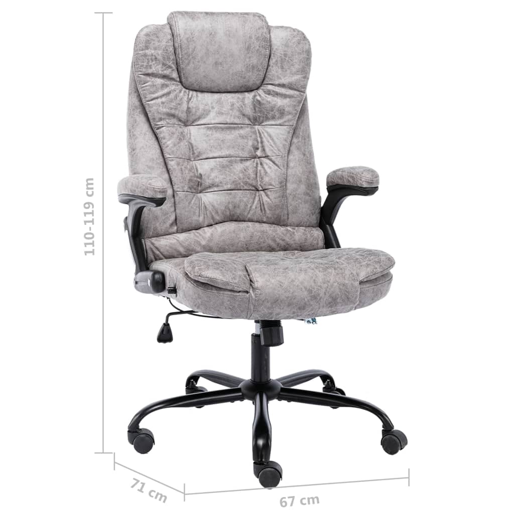 Bürostuhl Hellgrau Wildleder-Optik