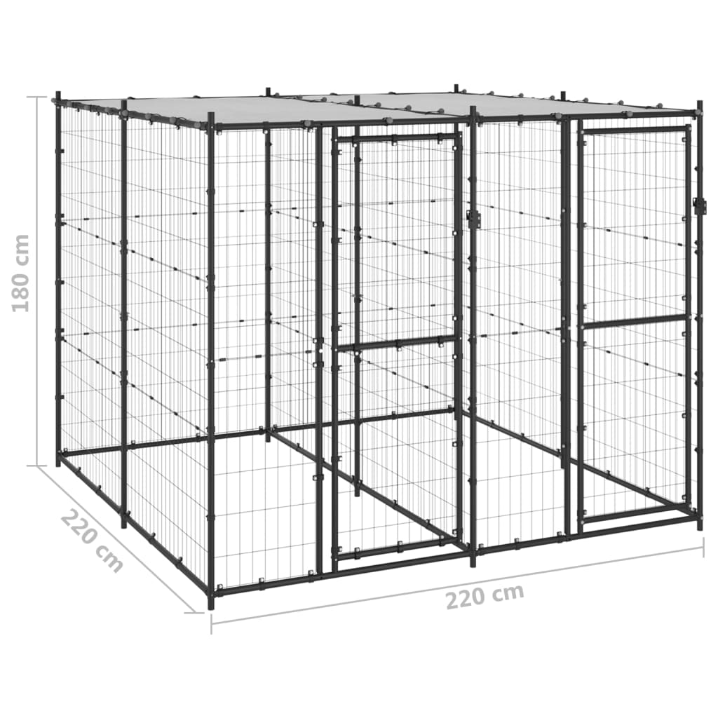 Outdoor-Hundezwinger Stahl mit Überdachung 4,84 m²