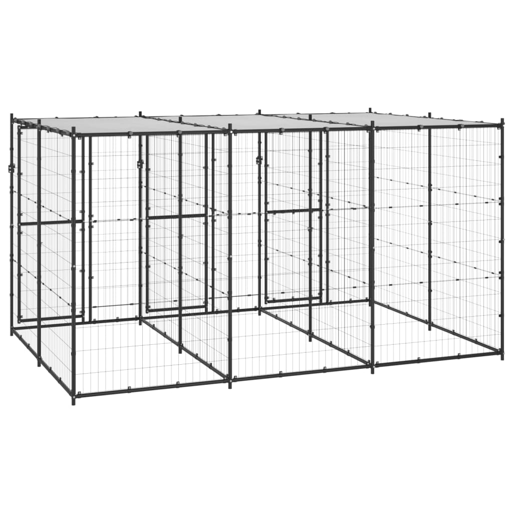 Outdoor-Hundezwinger Stahl mit Überdachung 7,26 m²