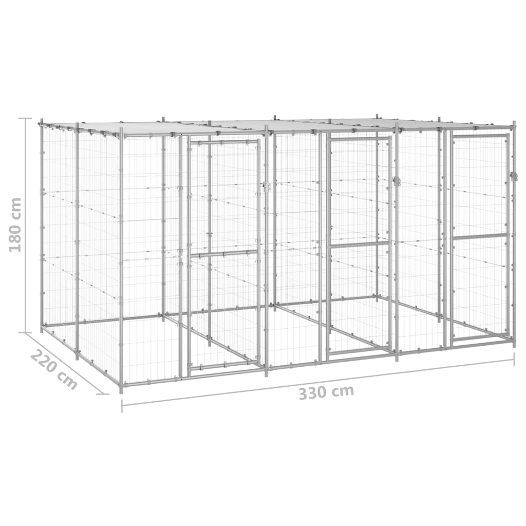 Outdoor-Hundezwinger mit Überdachung Verzinkter Stahl 7,26 m²