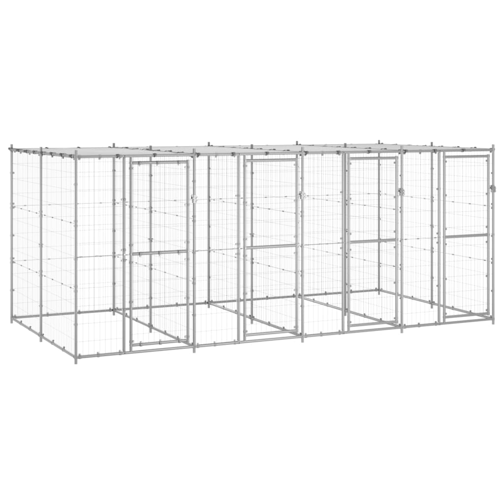 Outdoor-Hundezwinger mit Überdachung Verzinkter Stahl 9,68 m²